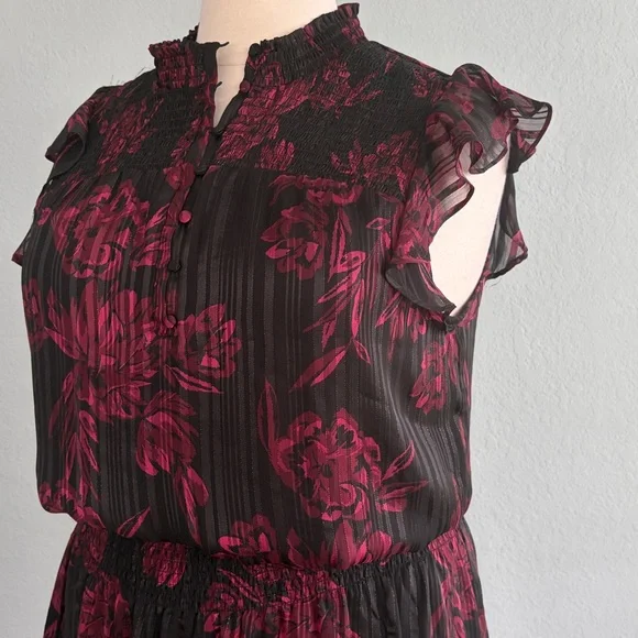 WHBM Smocked Waist Ruffle Midi Dress NWT - Picture 10 of 16